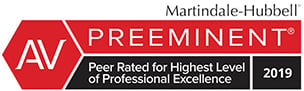 Martindale-Hubbell | AV | Preeminent | Peer Rated For Highest Level Of Professional Excellence | 2019